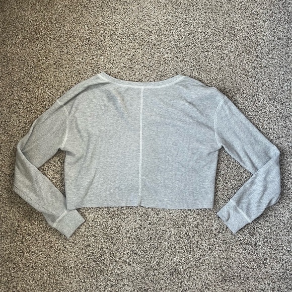 BP Waffle Cropped Long Sleeve Top Size Small - Picture 4 of 4